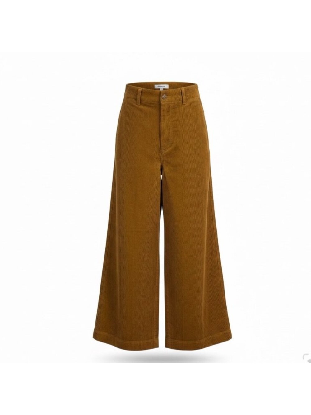 Uniqlo Women Brown Cotton Corduroy High-Waisted Wide Cropped Pants Size 2